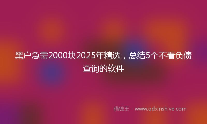 黑户急需2000块2025年精选，总结5个不看负债查询的软件