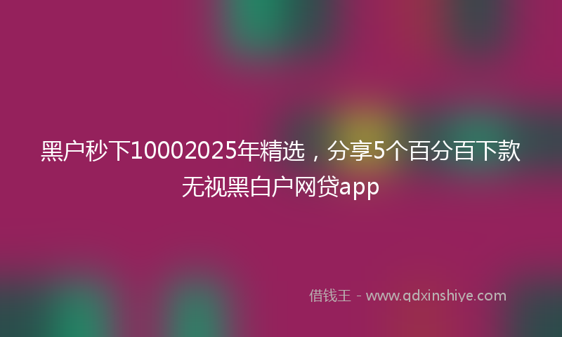 黑户秒下10002025年精选，分享5个百分百下款无视黑白户网贷app