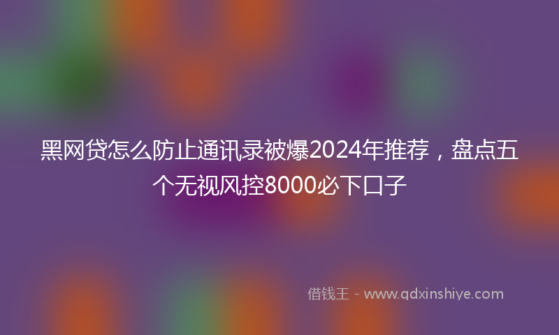 黑网贷怎么防止通讯录被爆2024年推荐，盘点五个无视风控8000必下口子