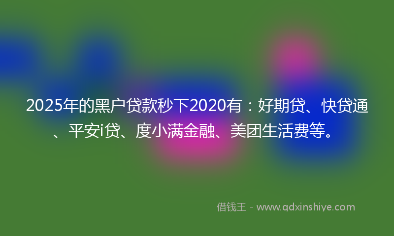 2025年的黑户贷款秒下2020有：好期贷、快贷通、平安i贷、度小满金融、美团生活费等。