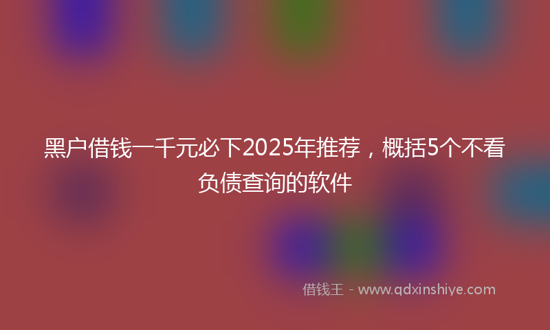 黑户借钱一千元必下2025年推荐，概括5个不看负债查询的软件