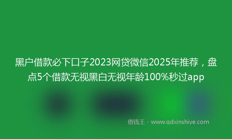 黑户借款必下口子2023网贷微信2025年推荐，盘点5个借款无视黑白无视年龄100%秒过app