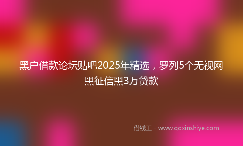 黑户借款论坛贴吧2025年精选，罗列5个无视网黑征信黑3万贷款