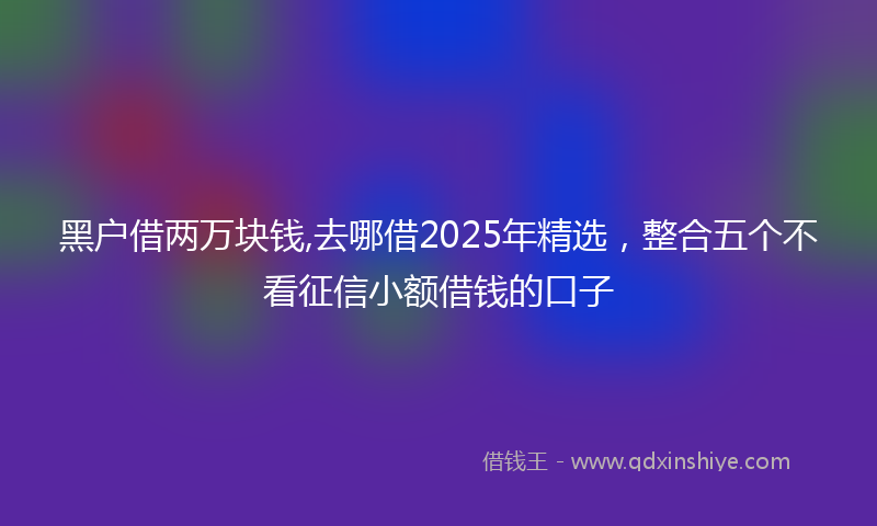 黑户借两万块钱,去哪借2025年精选，整合五个不看征信小额借钱的口子