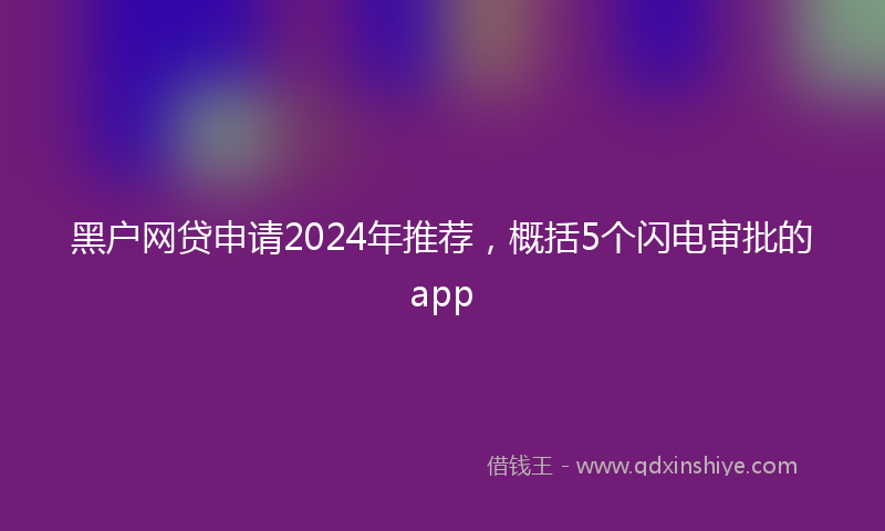 黑户网贷申请2024年推荐，概括5个闪电审批的app