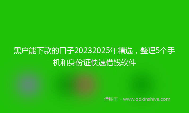 黑户能下款的口子20232025年精选，整理5个手机和身份证快速借钱软件