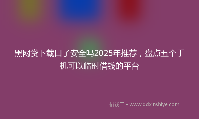黑网贷下载口子安全吗2025年推荐，盘点五个手机可以临时借钱的平台