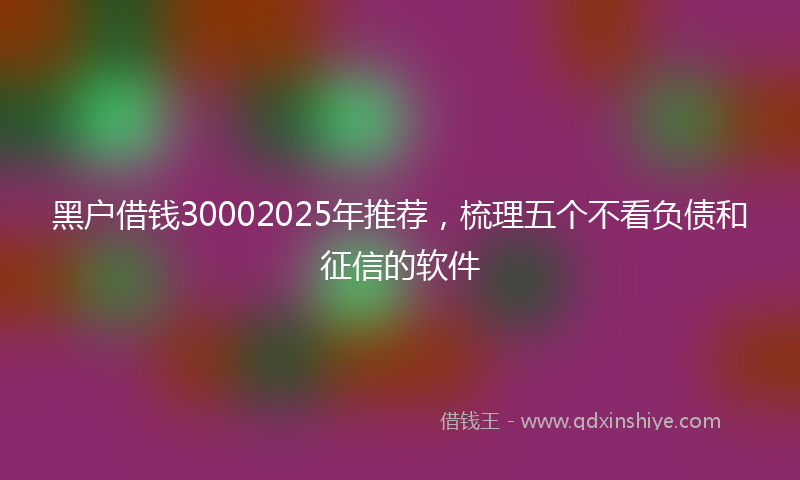 黑户借钱30002025年推荐，梳理五个不看负债和征信的软件