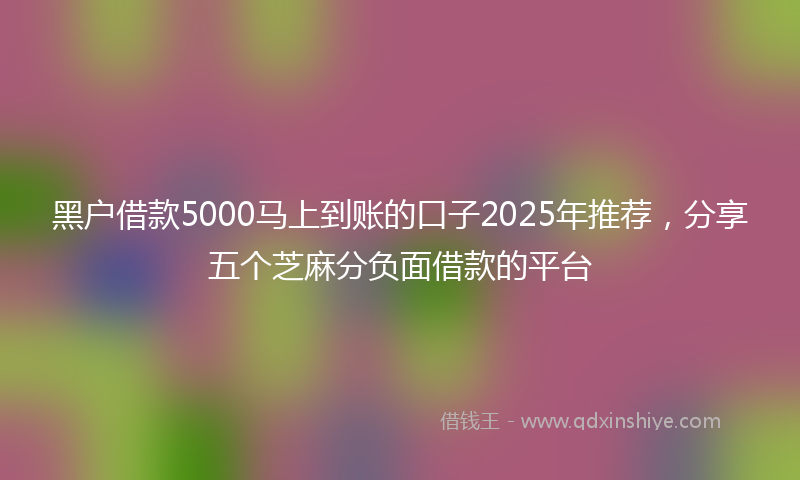 黑户借款5000马上到账的口子2025年推荐，分享五个芝麻分负面借款的平台