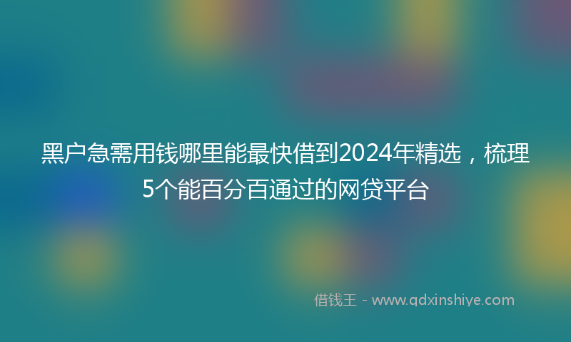 黑户急需用钱哪里能最快借到2024年精选，梳理5个能百分百通过的网贷平台