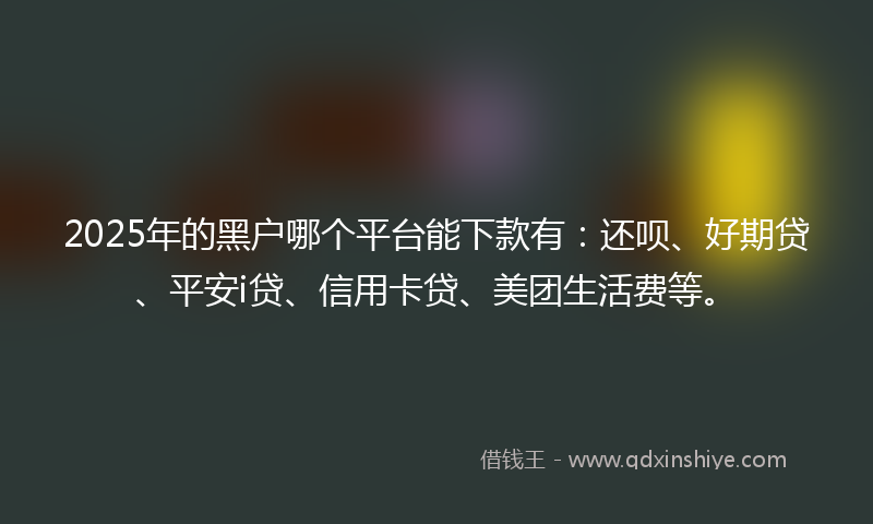 2025年的黑户哪个平台能下款有：还呗、好期贷、平安i贷、信用卡贷、美团生活费等。