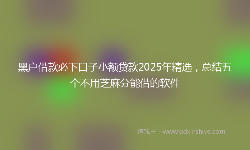 黑户借款必下口子小额贷款2025年精选，总结五个不用芝麻分能借的软件