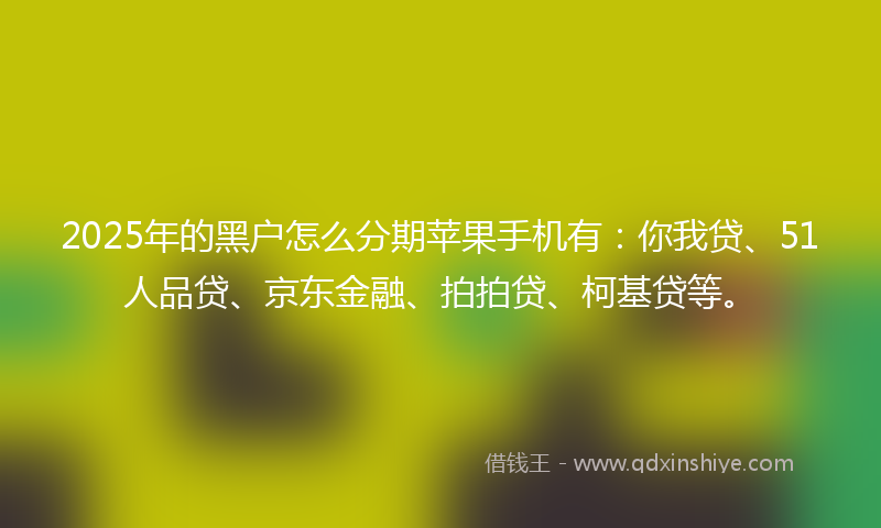 2025年的黑户怎么分期苹果手机有：你我贷、51人品贷、京东金融、拍拍贷、柯基贷等。