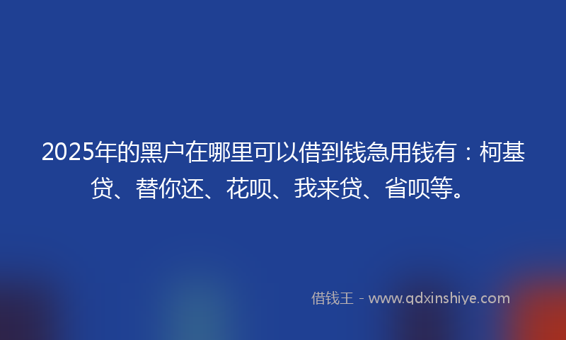 2025年的黑户在哪里可以借到钱急用钱有：柯基贷、替你还、花呗、我来贷、省呗等。