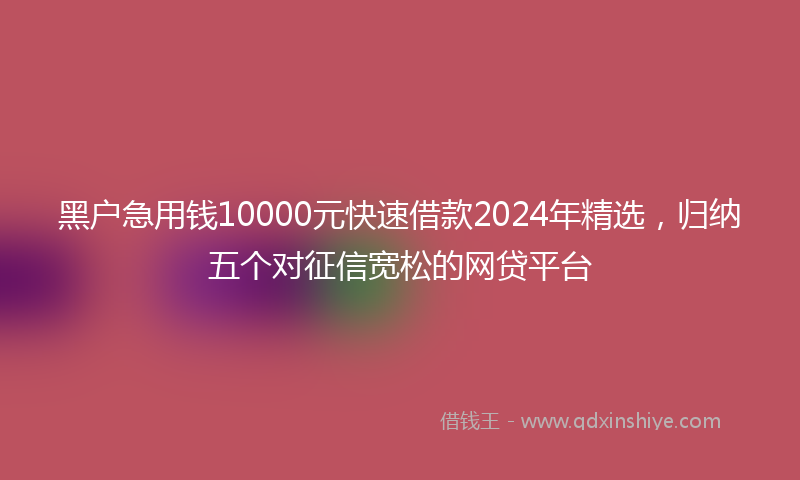 黑户急用钱10000元快速借款2024年精选，归纳五个对征信宽松的网贷平台