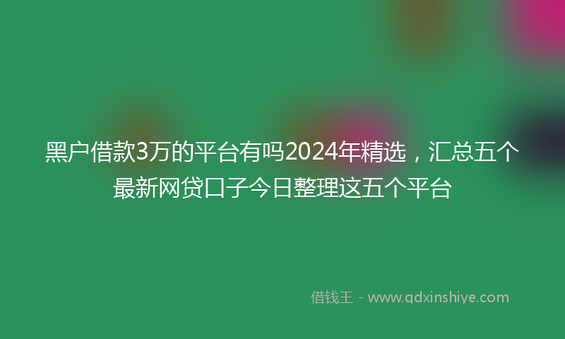 黑户借款3万的平台有吗2024年精选，汇总五个最新网贷口子今日整理这五个平台