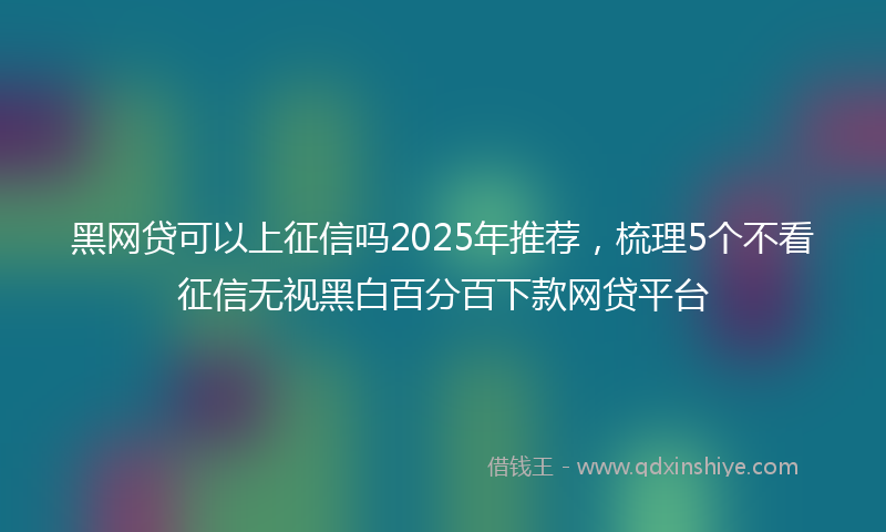 黑网贷可以上征信吗2025年推荐，梳理5个不看征信无视黑白百分百下款网贷平台
