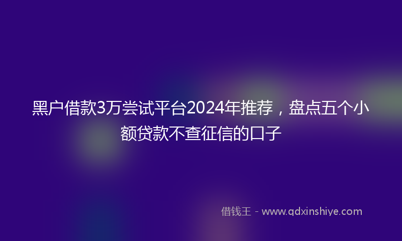 黑户借款3万尝试平台2024年推荐，盘点五个小额贷款不查征信的口子