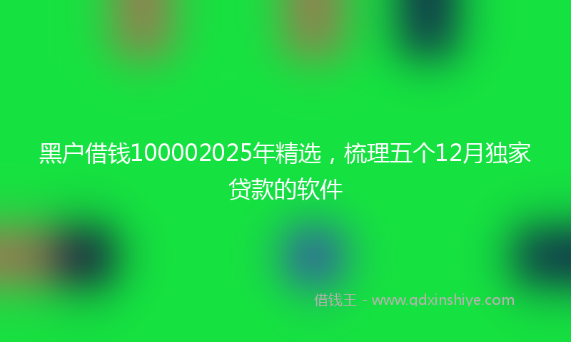 黑户借钱100002025年精选，梳理五个12月独家贷款的软件