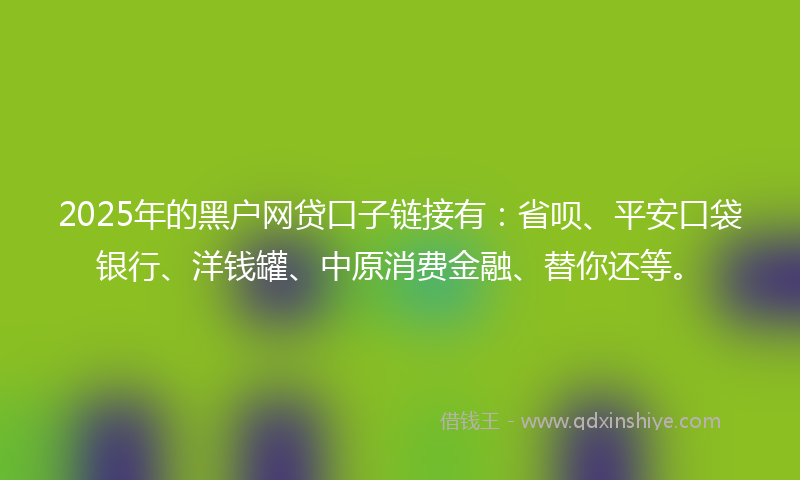 2025年的黑户网贷口子链接有：省呗、平安口袋银行、洋钱罐、中原消费金融、替你还等。