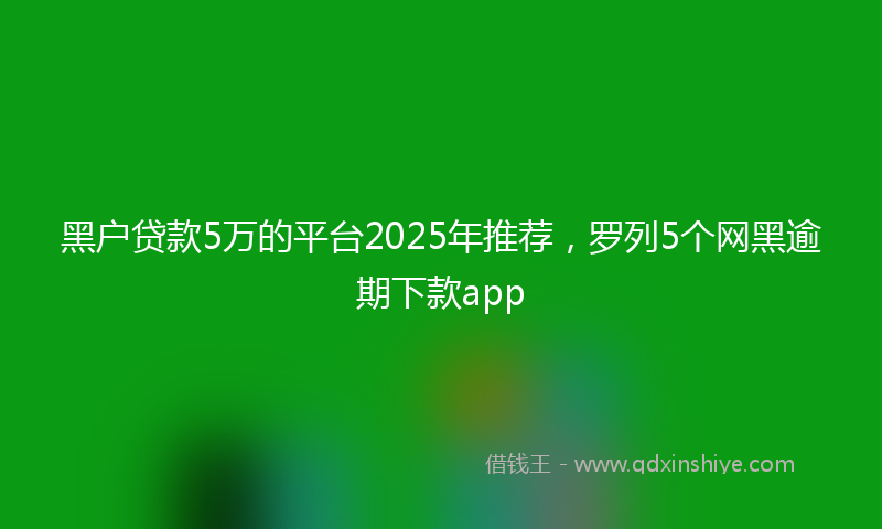 黑户贷款5万的平台2025年推荐，罗列5个网黑逾期下款app
