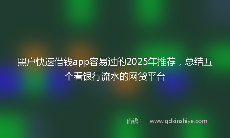 黑户快速借钱app容易过的2025年推荐，总结五个看银行流水的网贷平台