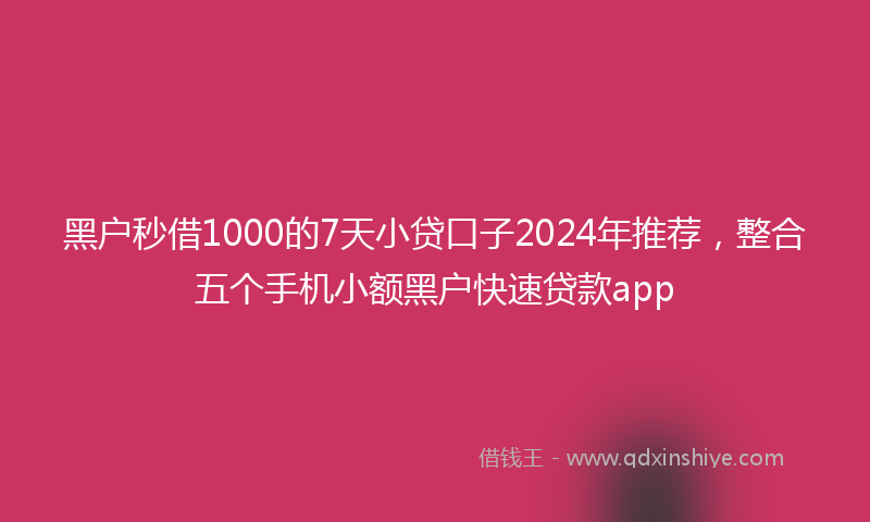 黑户秒借1000的7天小贷口子2024年推荐，整合五个手机小额黑户快速贷款app