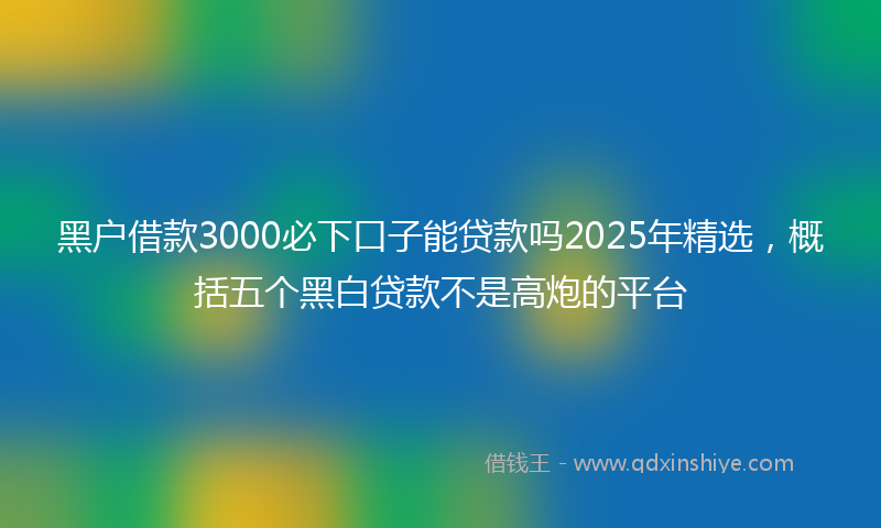 黑户借款3000必下口子能贷款吗2025年精选，概括五个黑白贷款不是高炮的平台