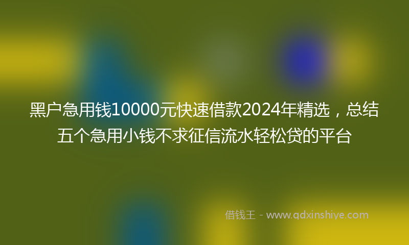 黑户急用钱10000元快速借款2024年精选，总结五个急用小钱不求征信流水轻松贷的平台