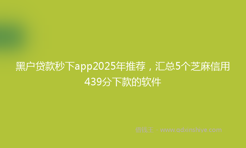黑户贷款秒下app2025年推荐，汇总5个芝麻信用439分下款的软件