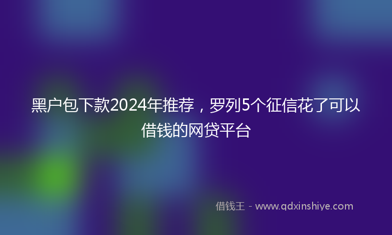 黑户包下款2024年推荐，罗列5个征信花了可以借钱的网贷平台