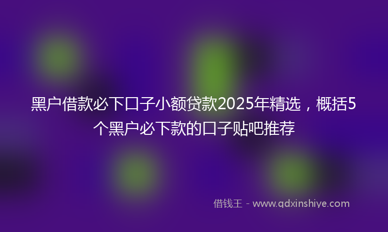 黑户借款必下口子小额贷款2025年精选，概括5个黑户必下款的口子贴吧推荐