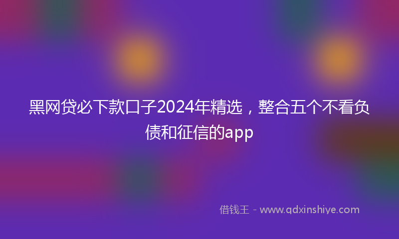 黑网贷必下款口子2024年精选，整合五个不看负债和征信的app