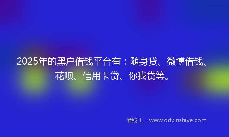 2025年的黑户借钱平台有：随身贷、微博借钱、花呗、信用卡贷、你我贷等。
