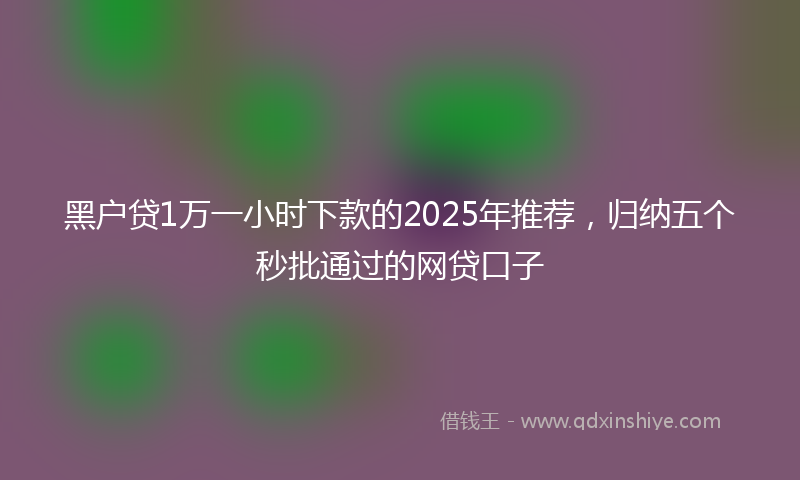 黑户贷1万一小时下款的2025年推荐，归纳五个秒批通过的网贷口子