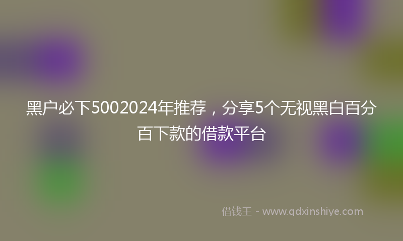 黑户必下5002024年推荐，分享5个无视黑白百分百下款的借款平台