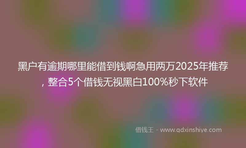黑户有逾期哪里能借到钱啊急用两万2025年推荐，整合5个借钱无视黑白100%秒下软件