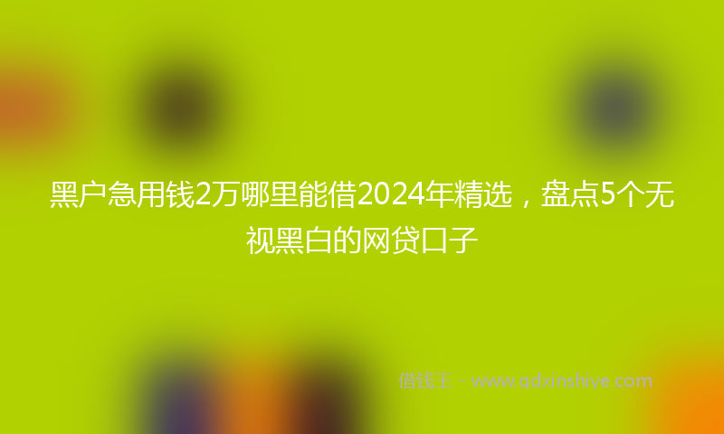 黑户急用钱2万哪里能借2024年精选，盘点5个无视黑白的网贷口子