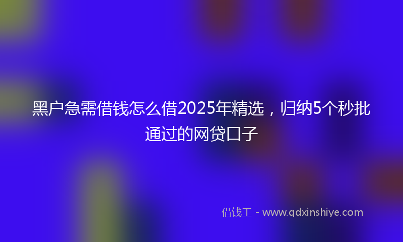 黑户急需借钱怎么借2025年精选，归纳5个秒批通过的网贷口子