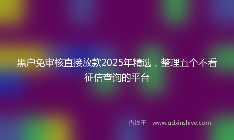 黑户免审核直接放款2025年精选，整理五个不看征信查询的平台