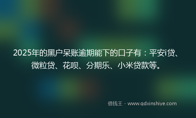 2025年的黑户呆账逾期能下的口子有：平安i贷、微粒贷、花呗、分期乐、小米贷款等。
