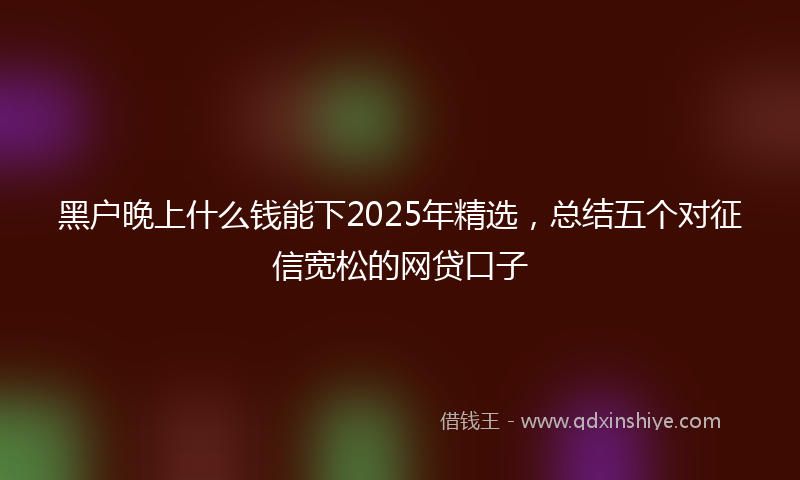 黑户晚上什么钱能下2025年精选，总结五个对征信宽松的网贷口子