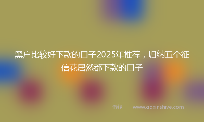 黑户比较好下款的口子2025年推荐，归纳五个征信花居然都下款的口子