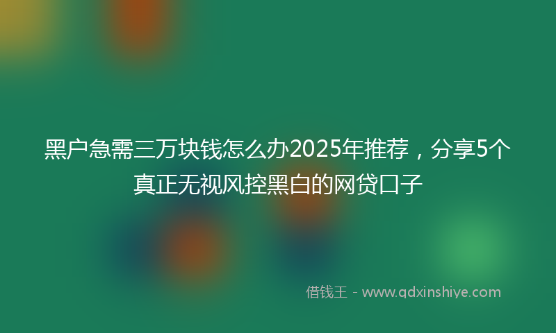 黑户急需三万块钱怎么办2025年推荐,分享5个真正无视风控黑白的网贷口子