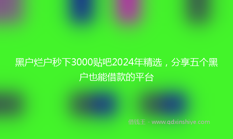 黑户烂户秒下3000贴吧2024年精选，分享五个黑户也能借款的平台