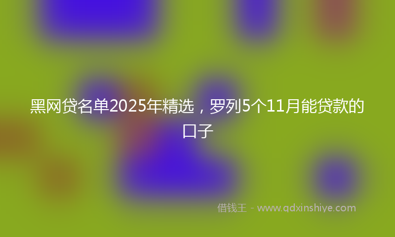 黑网贷名单2025年精选，罗列5个11月能贷款的口子