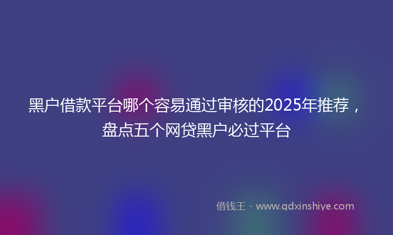 黑户借款平台哪个容易通过审核的2025年推荐，盘点五个网贷黑户必过平台
