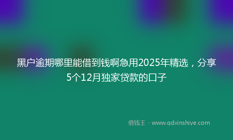 黑户逾期哪里能借到钱啊急用2025年精选，分享5个12月独家贷款的口子