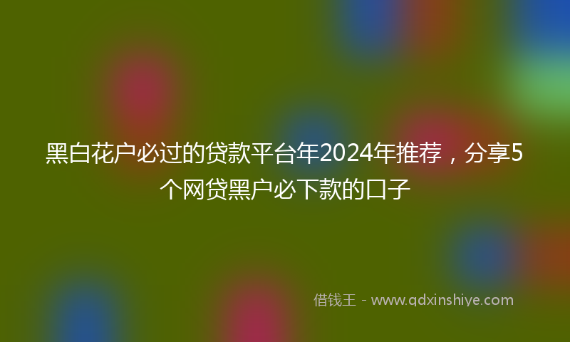 黑白花户必过的贷款平台年2024年推荐，分享5个网贷黑户必下款的口子