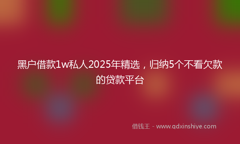 黑户借款1w私人2025年精选，归纳5个不看欠款的贷款平台